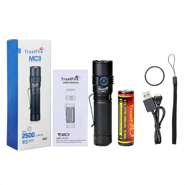 Trustfire MC3 EDC Magnetic Rechargeable Led Flashlight 2500Lumens