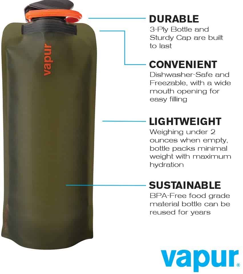 Vapur Wide Mouth 700ml Folding Water Bottle (Various Colours)