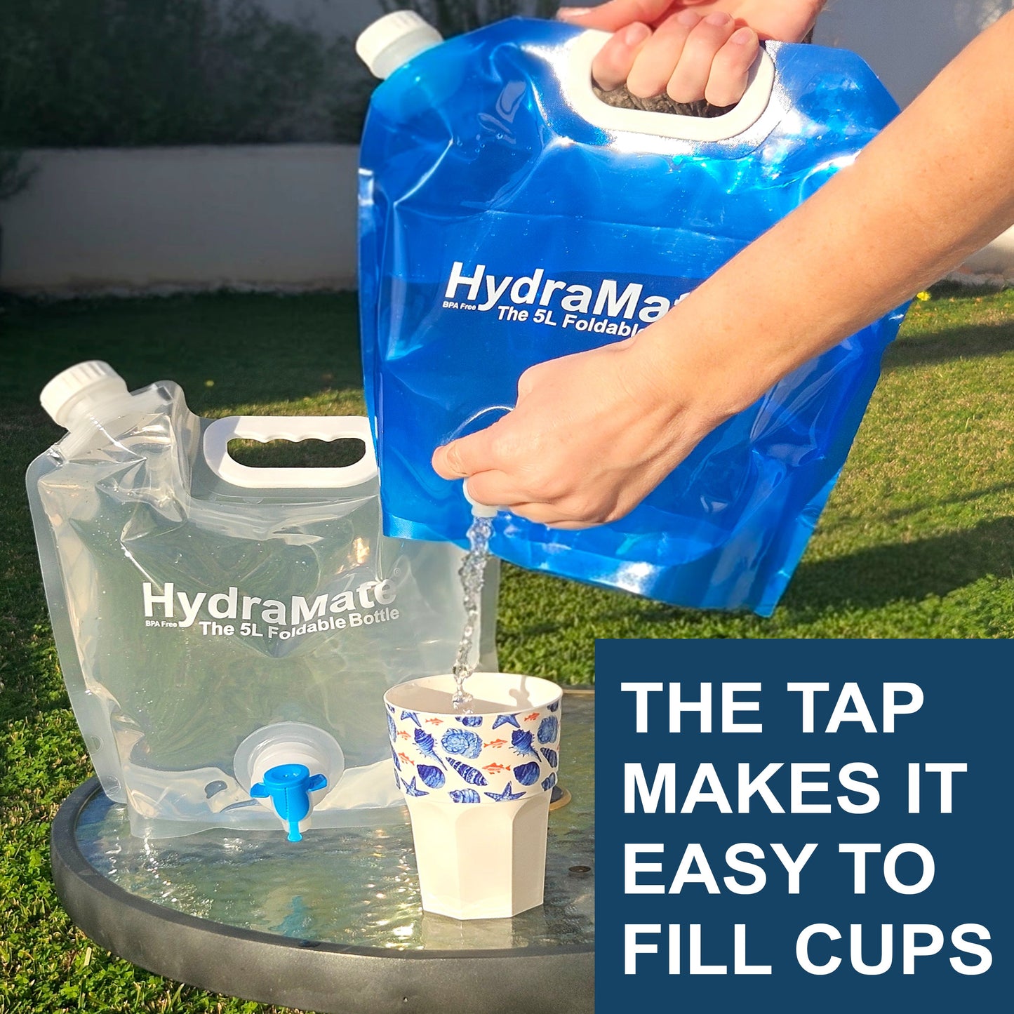 HydraMate 5L Water Carrier Collapsible Bottle Pack of 2.