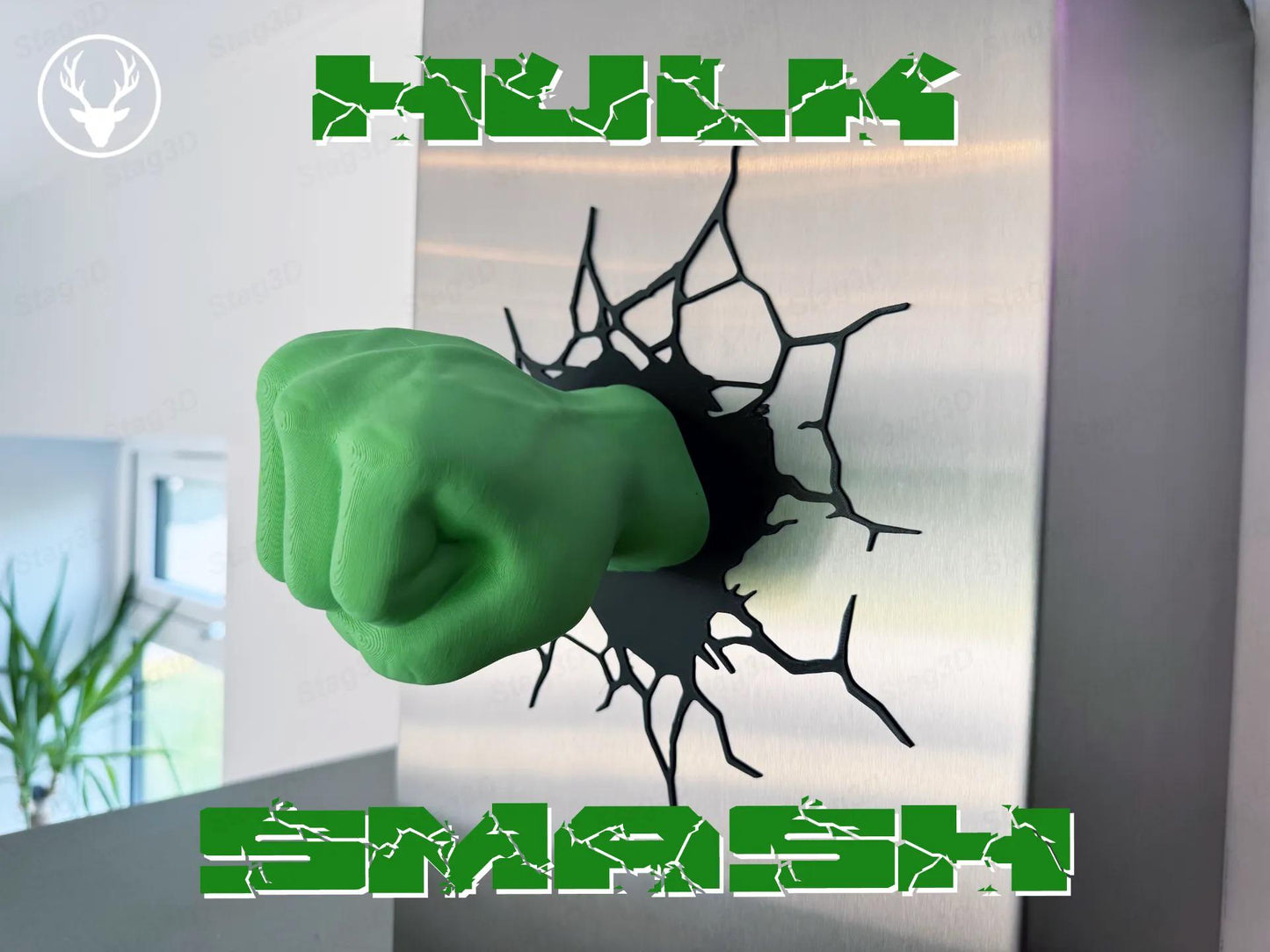 Hulk Smash Wall Decor | 3D Wall Art | Superhero Room Decor | Hulk Fist Wall Mount | Magnetic Mount | Green or Glow In Dark
