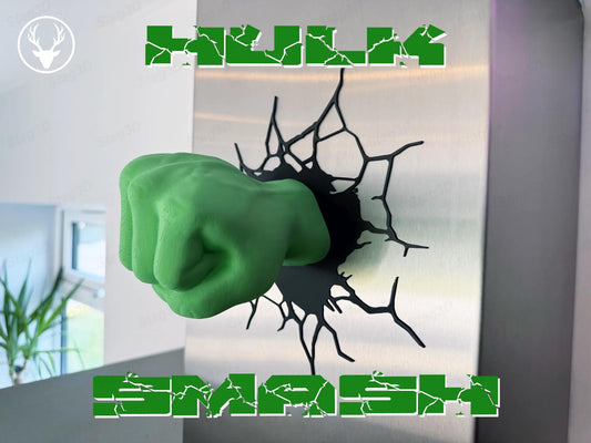 Hulk Smash Wall Decor | 3D Wall Art | Superhero Room Decor | Hulk Fist Wall Mount | Magnetic Mount | Green or Glow In Dark