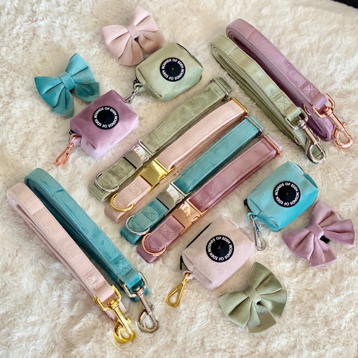 Tiffany's - Light Teal Velvet Dog Harness with Silver Metal Hardware