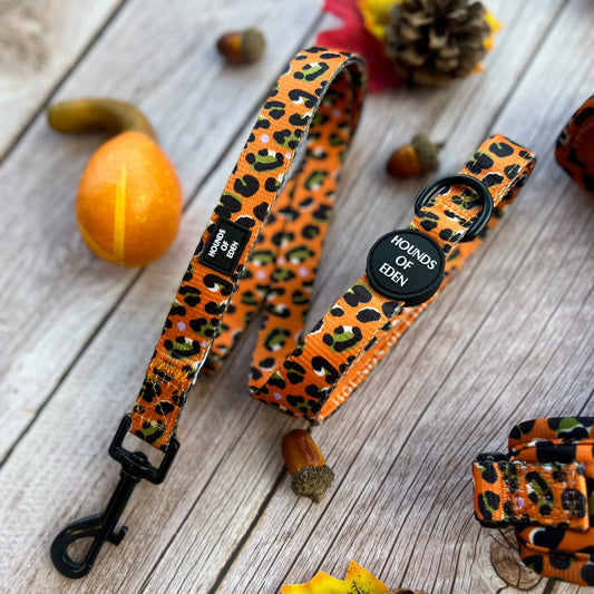 Burnt Orange Leopard Design Dog Lead