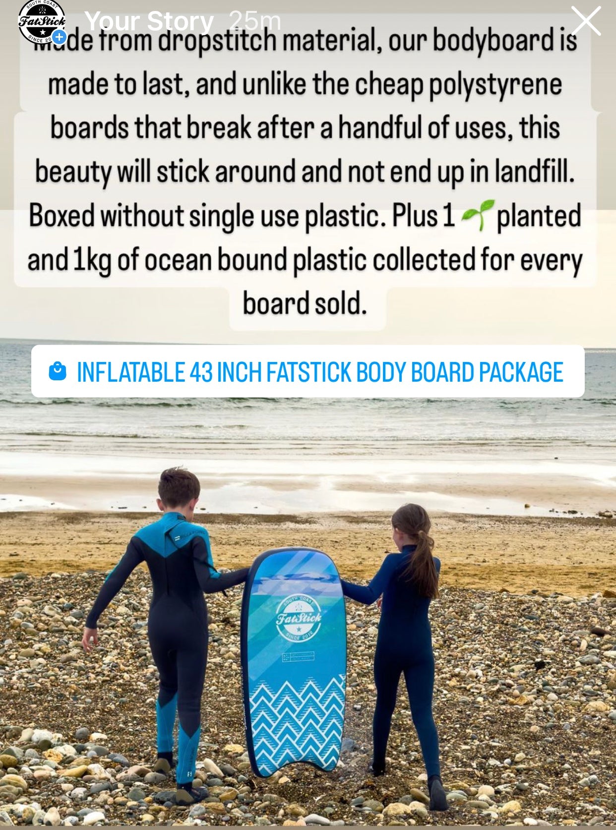 Inflatable 43" FatStick Body Board Package