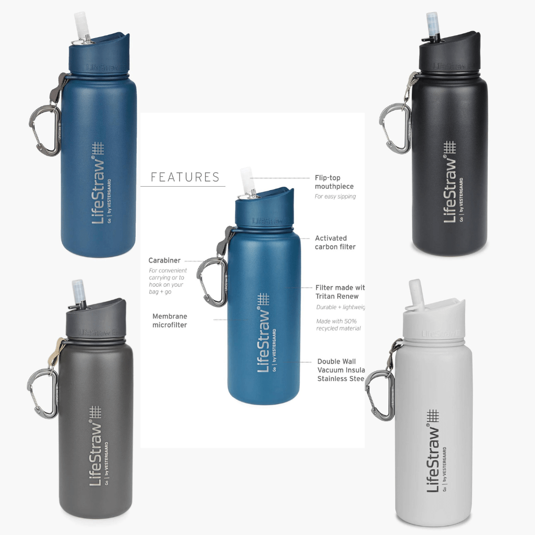 Lifestraw Go Stainless Steel 700ml Filter Water Bottle (Various Colours)
