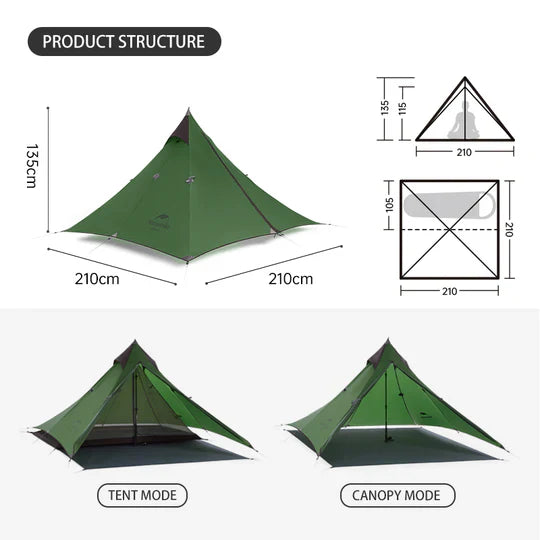 Naturehike Spire Hiking 1 Person Ultralight Camping Tent  Green Full Kit