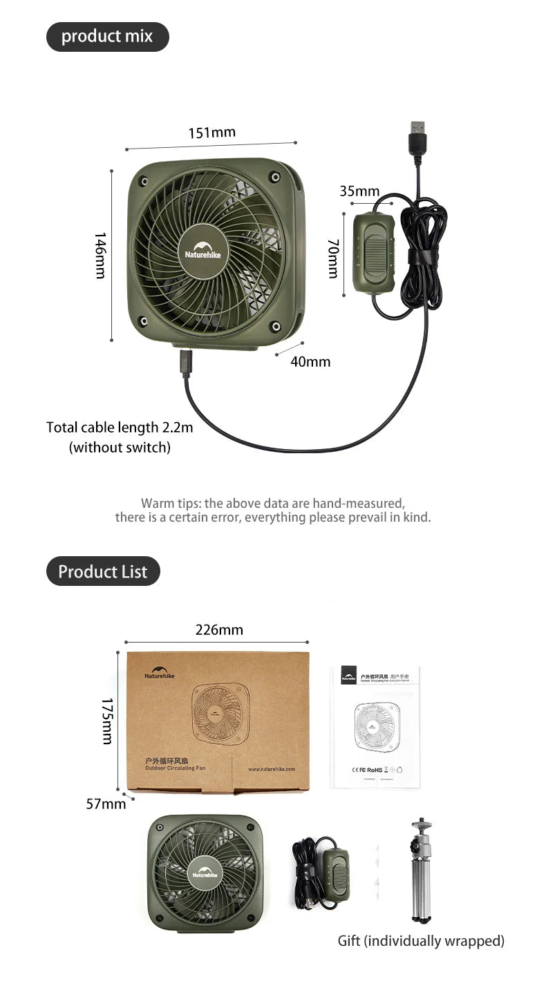Naturehike USB powered Camping Fan with Speed control