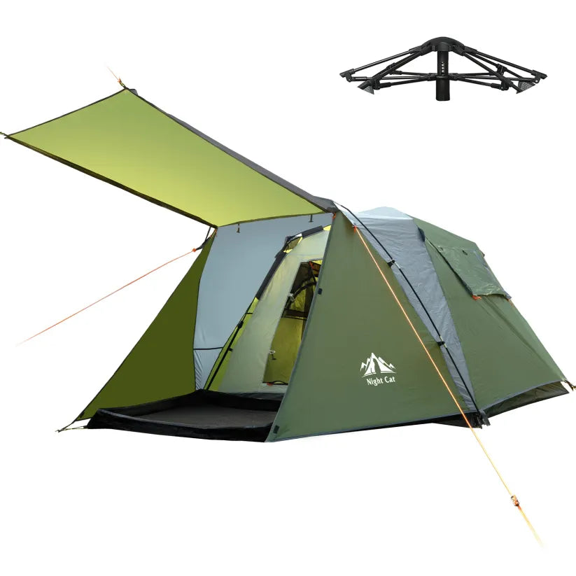 Night Cat 3-Person Pop-Up Cabin Tent with Porch