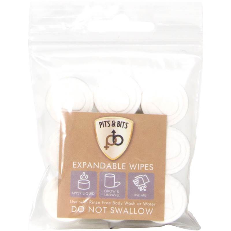 Pits & Bits® Compostable Expandable Wipes 9pk