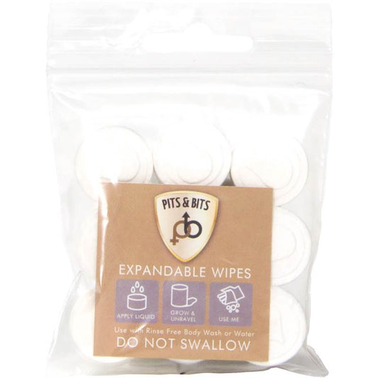 Pits & Bits® Compostable Expandable Wipes 9pk