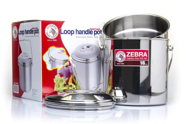 Zebra  Stainless Steel Billy Can with handle (Various Sizes)